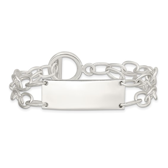 Sterling Silver Double Strand Oval Link ID Bracelet