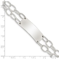 Sterling Silver Double Strand Oval Link 35x 13mm Plate Toggle ID Bracelet, 7.25" view 4