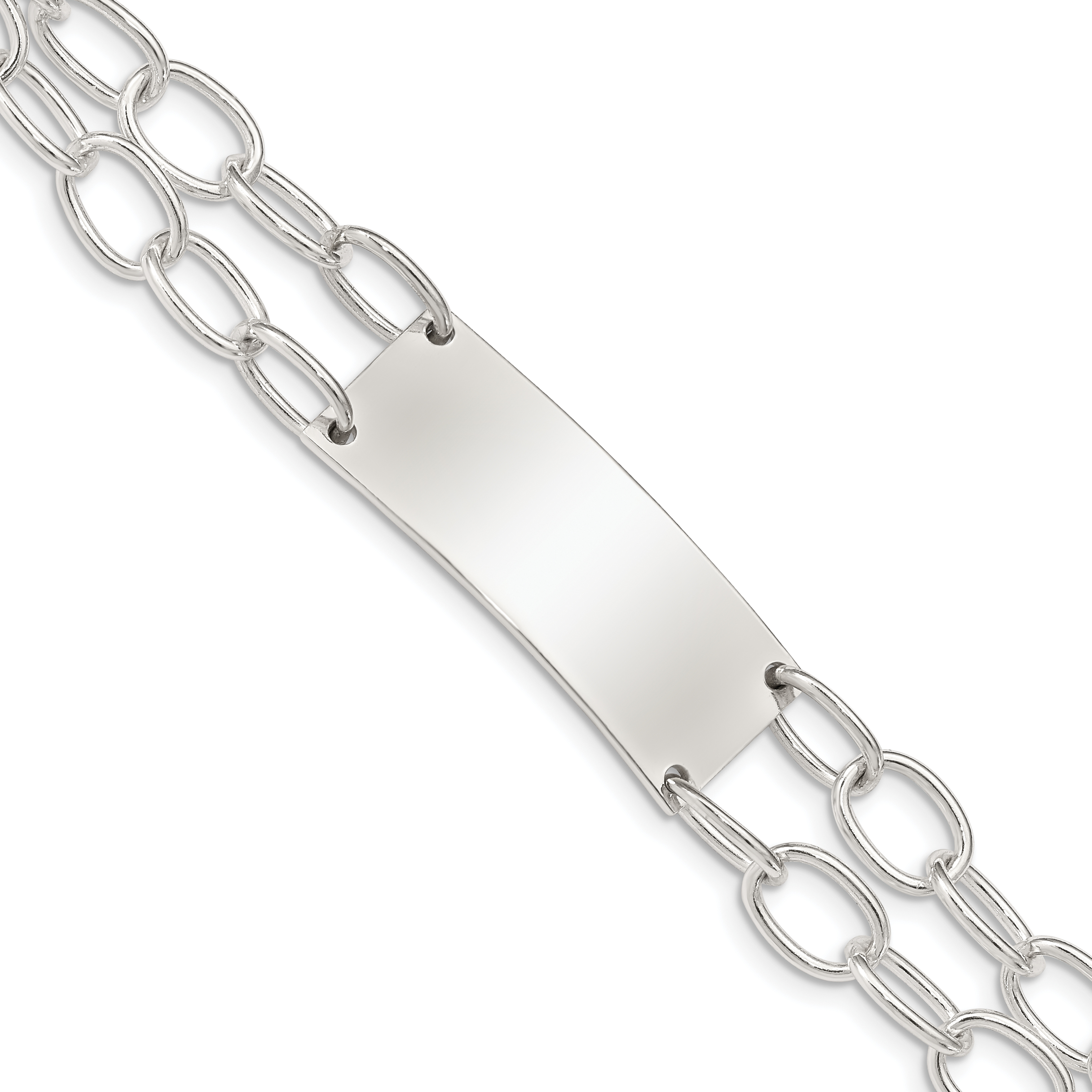 Silver Double Strand Oval Link ID Bracelet QG1540