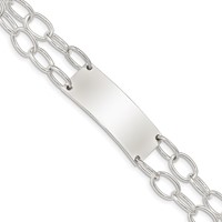 Sterling Silver Double Strand Oval Link 35x 13mm Plate Toggle ID Bracelet, 7.25" view 1