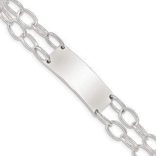 Sterling Silver Double Strand Oval Link ID Bracelet