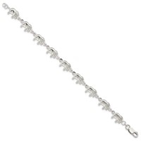 Sterling Silver Polished Elephants Bracelet - 7in view 2