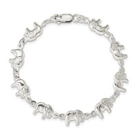 Sterling Silver Polished Elephants Bracelet - 7in view 3