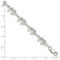 Sterling Silver Polished Elephants Bracelet - 7in view 4