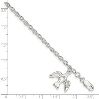 Sterling Silver Polished Dove Charm Bracelet - 7in view 4