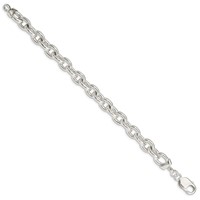 Sterling Silver 10mm Fancy Cable Link Bracelet, 7.5" view 2