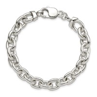 Sterling Silver 10mm Fancy Cable Link Bracelet, 7.5" view 3
