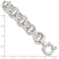 Sterling Silver Polished 15mm Fancy Double Link Bracelet, 8" view 4