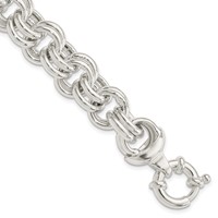 Sterling Silver Polished 15mm Fancy Double Link Bracelet, 8" view 1