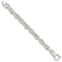 Sterling Silver Polished and Textured Fancy Link Bracelet, 7.75" view 2