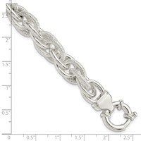 Sterling Silver Polished and Textured Fancy Link Bracelet, 7.75" view 4