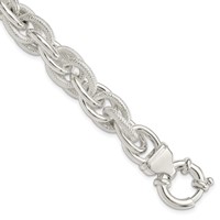 Sterling Silver Polished and Textured Fancy Link Bracelet, 7.75" view 1