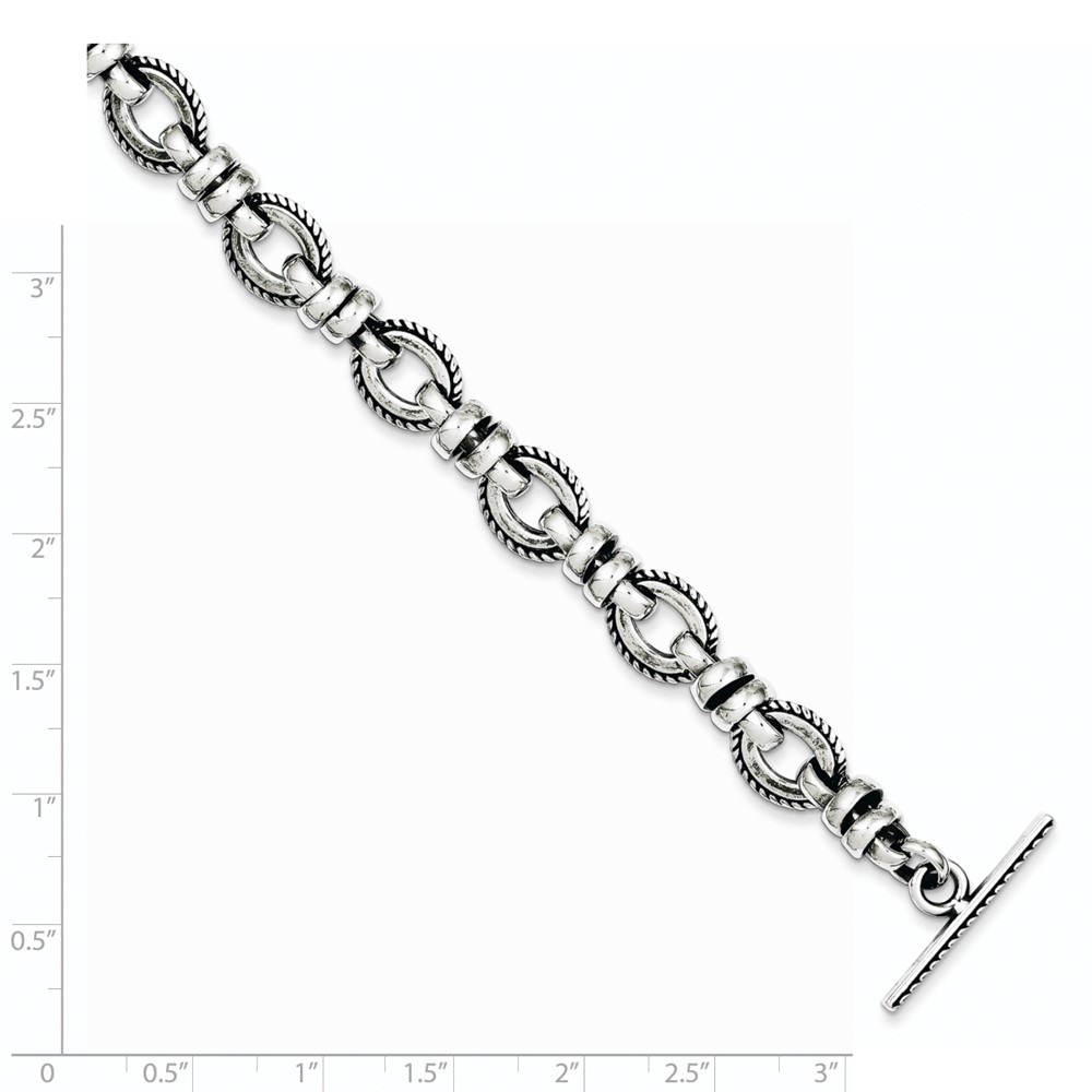 Sterling Silver Antiqued Fancy Link Bracelet (QG1612-7.5)