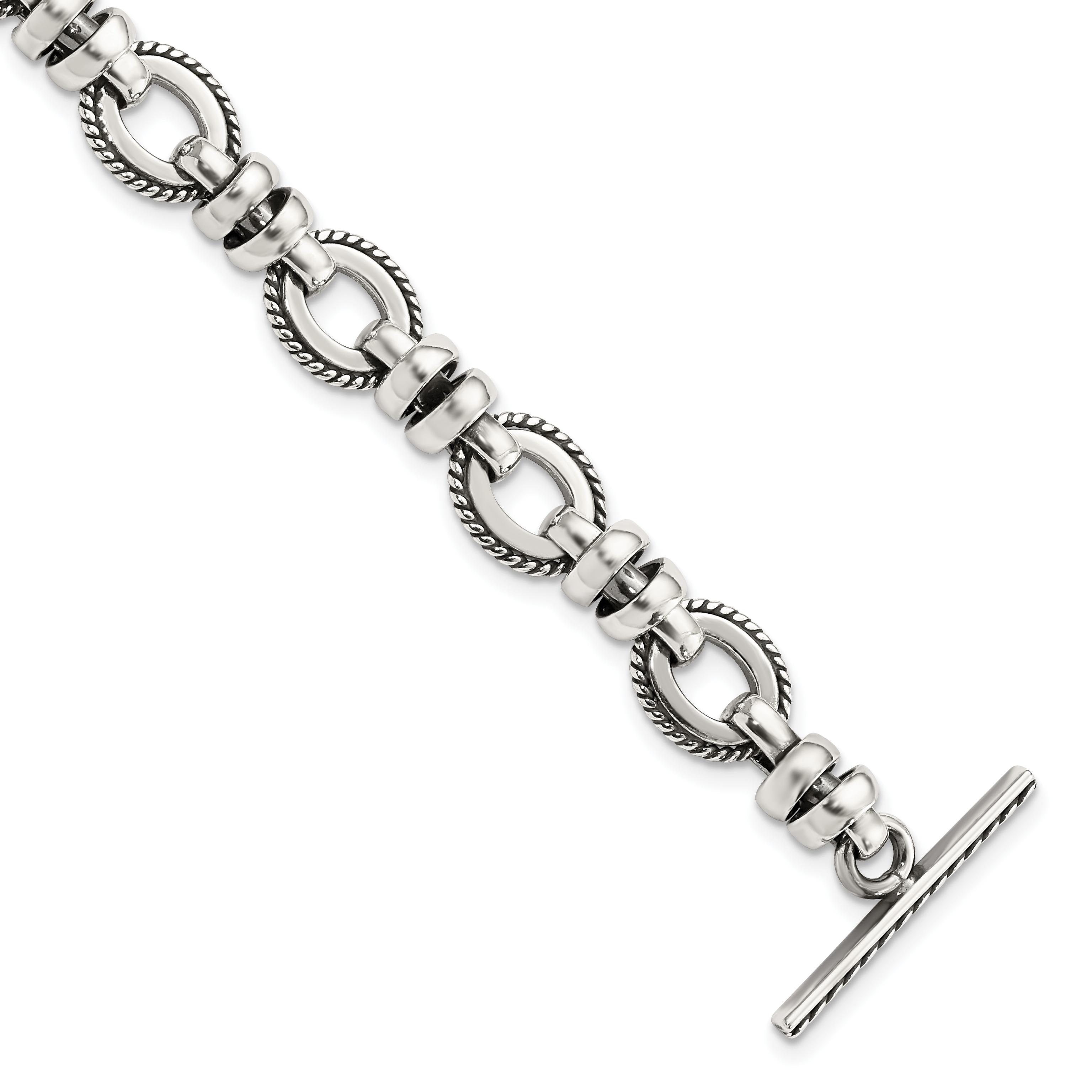 Sterling Silver Antiqued Fancy Link Bracelet (QG1612-7.5)