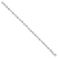 Sterling Silver Beaded Fancy Link Bracelet, 7" view 2