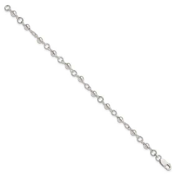 Sterling Silver Beaded Fancy Link Bracelet