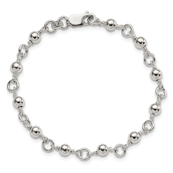 Sterling Silver Beaded Fancy Link Bracelet