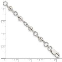 Sterling Silver Beaded Fancy Link Bracelet, 7" view 4
