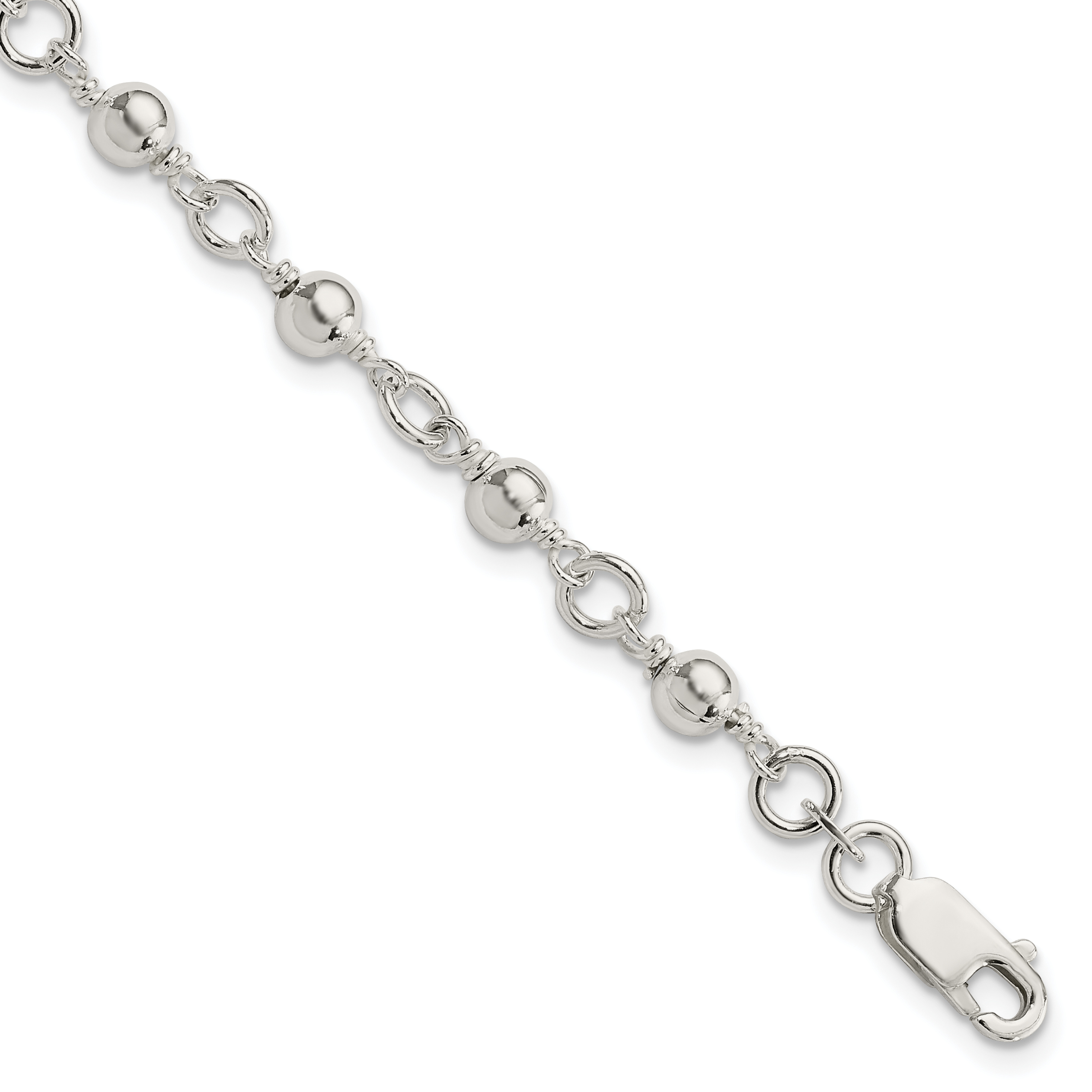 Sterling Silver Beaded Fancy Link Bracelet (QG1628-7)