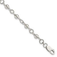 Sterling Silver Beaded Fancy Link Bracelet, 7" view 1