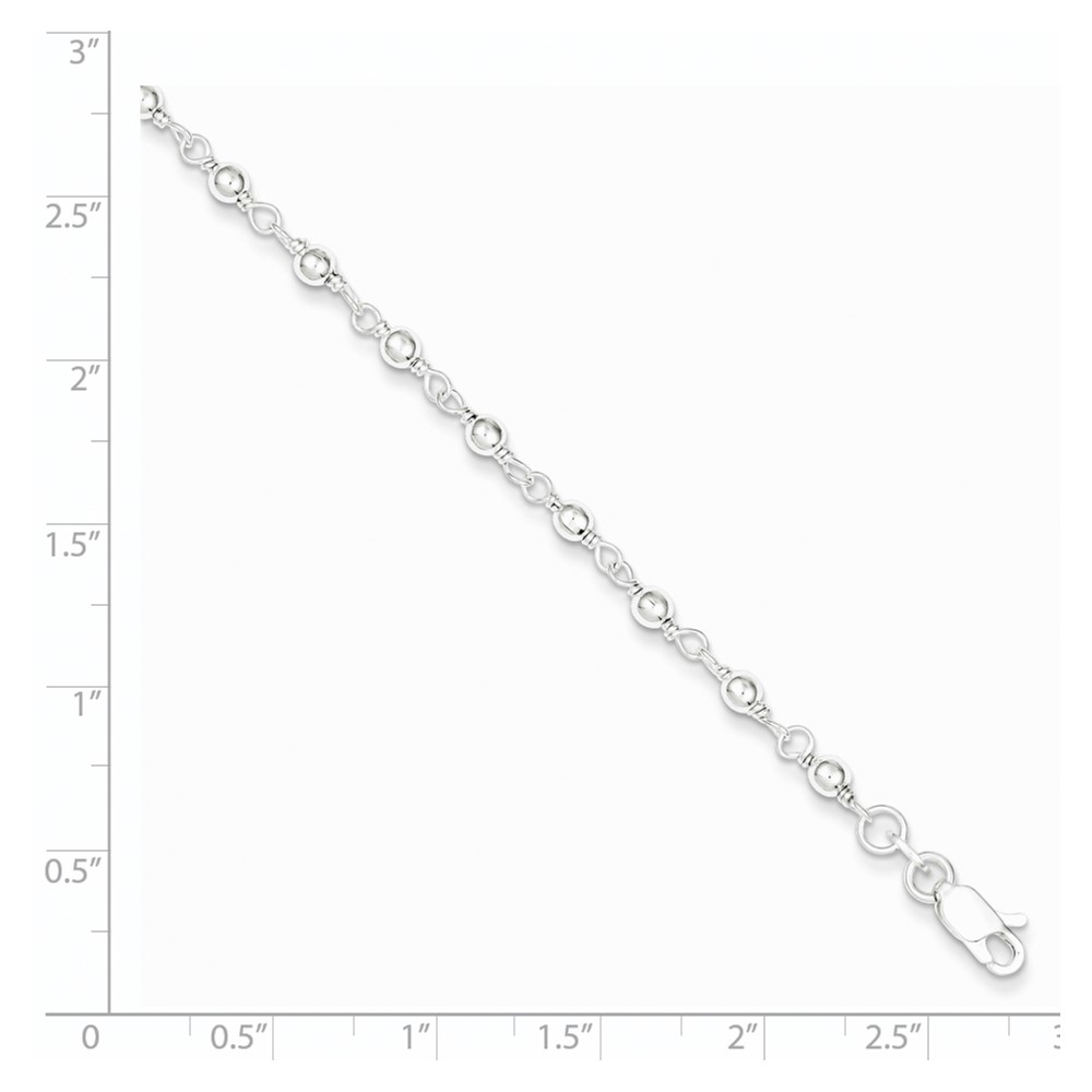 Sterling Silver Bead and Link Bracelet (QG1629-7.25)