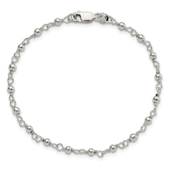 Sterling Silver Bead and Link Bracelet