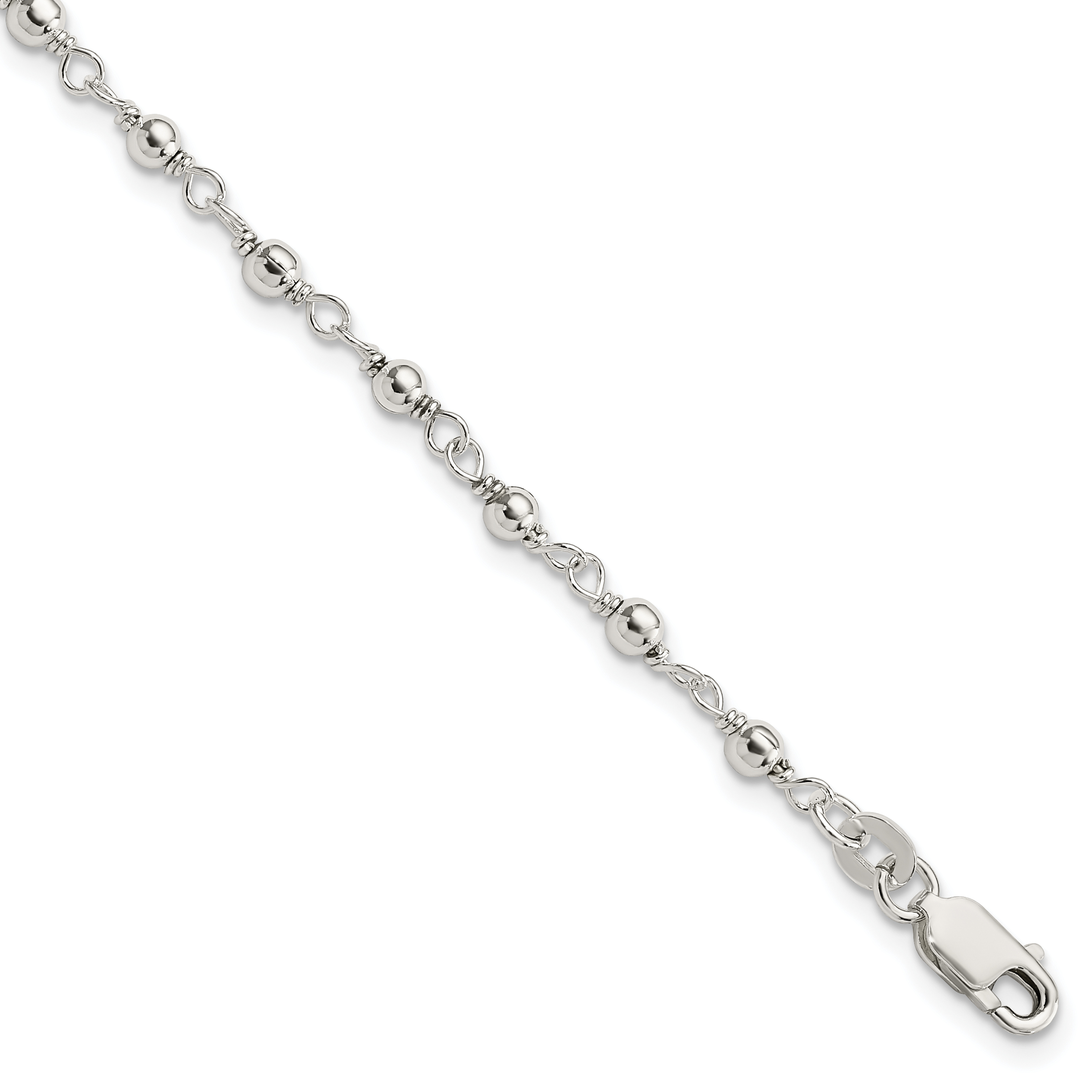 Sterling Silver Bead and Link Bracelet (QG1629-7.25)