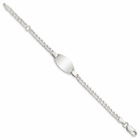 Sterling Silver Engravable Curb Link 19x11mm Oval Plate Plus 1 Inch Extender ID Bracelet - 5in view 2