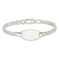 Sterling Silver Engravable Curb Link 19x11mm Oval Plate Plus 1 Inch Extender ID Bracelet - 5in view 3