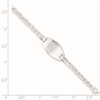 Sterling Silver Engravable Curb Link 19x11mm Oval Plate Plus 1 Inch Extender ID Bracelet - 5in view 4