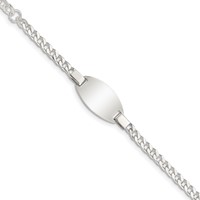 Sterling Silver Engravable Curb Link 19x11mm Oval Plate Plus 1 Inch Extender ID Bracelet - 5in view 1
