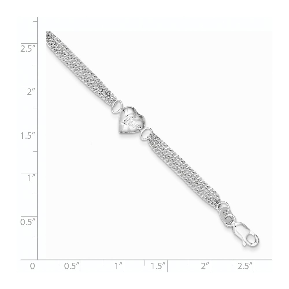 Sterling Silver Heart with Love Bracelet (QG1688-7)