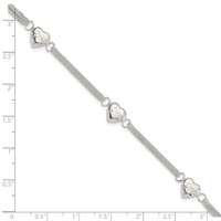 Sterling Silver Polished Multi-strand Hearts Bracelet with Love, 7" view 4