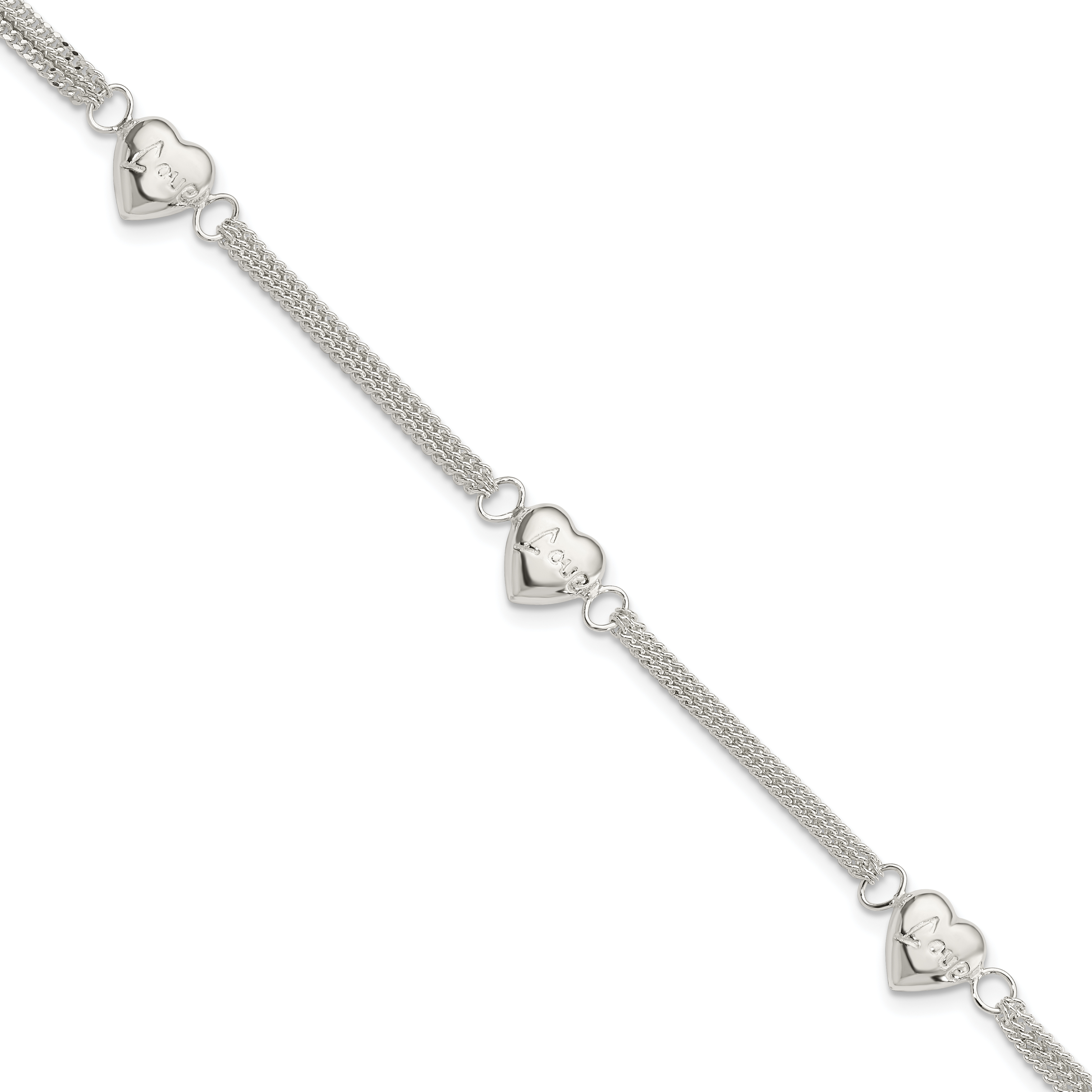 Sterling Silver Heart with Love Bracelet (QG1688-7)