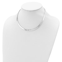 Sterling Silver Polished Hammered 6mm Neck Collar view 4