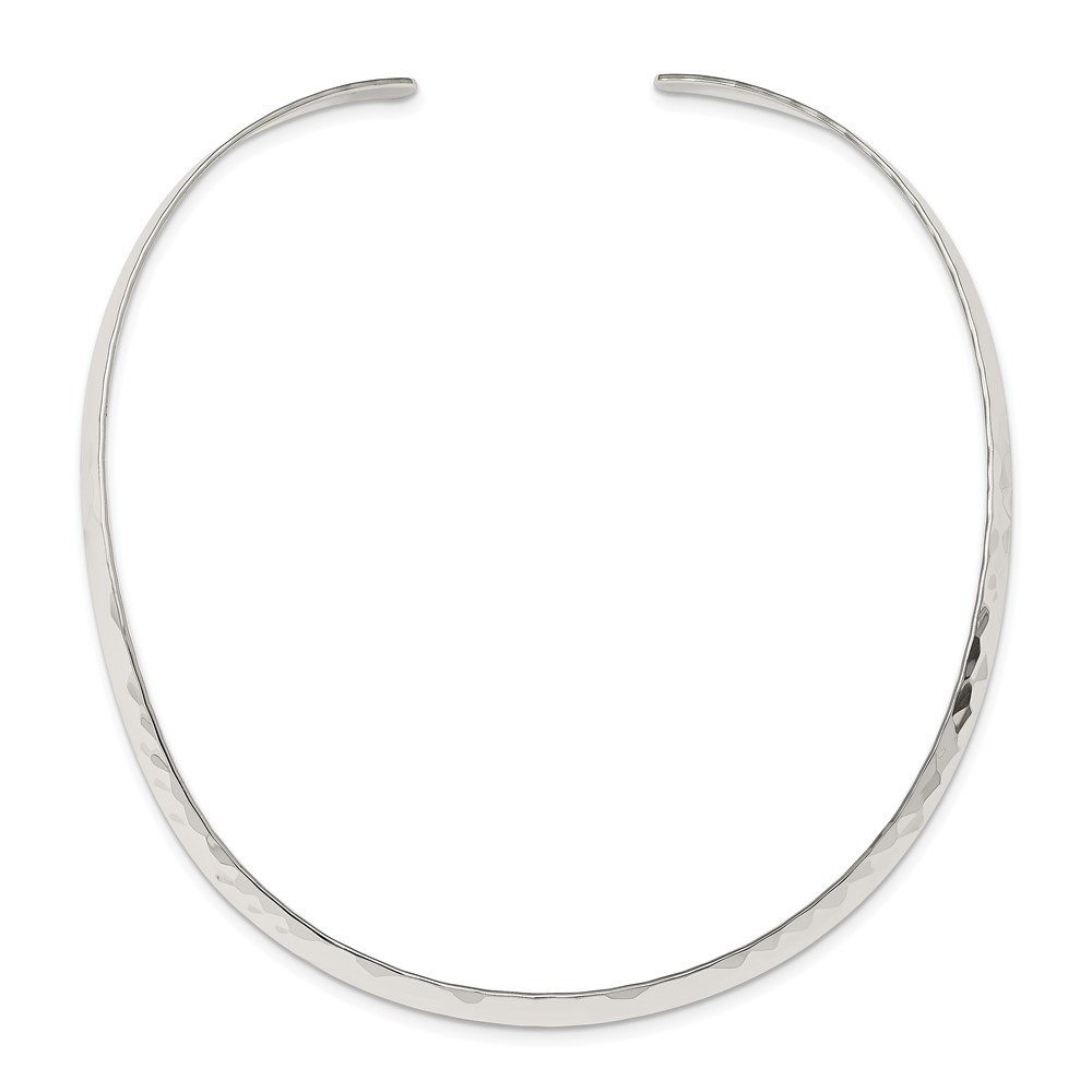 Sterling Silver Polished Hammered 6mm Neck Collar (QG1741)