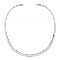 Sterling Silver Polished Hammered 6mm Neck Collar view 2