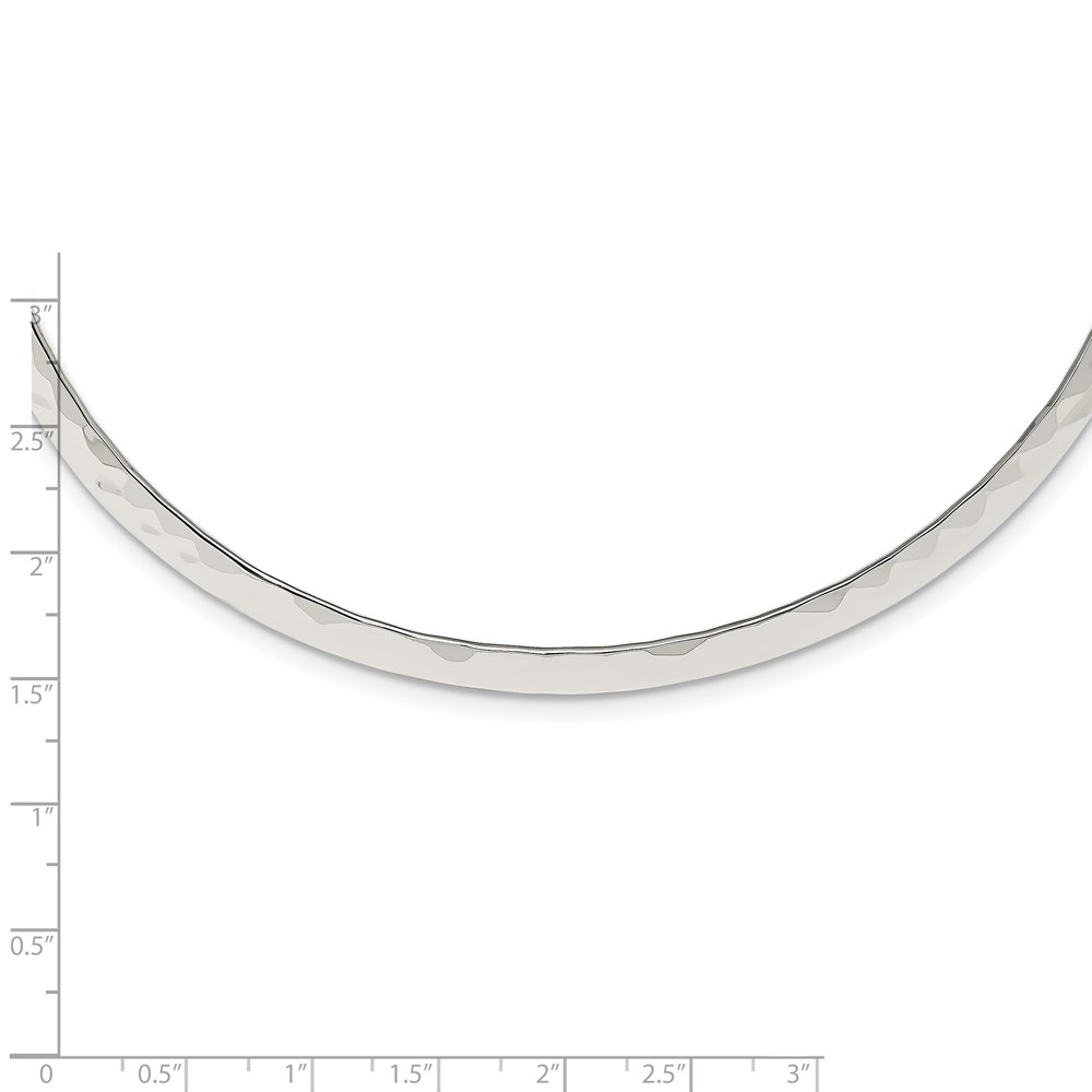 Sterling Silver Polished Hammered 6mm Neck Collar (QG1741)