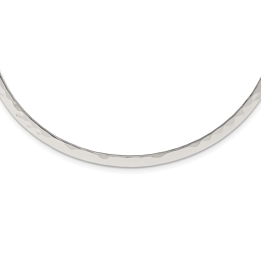 Sterling Silver Polished Hammered 6mm Neck Collar (QG1741)