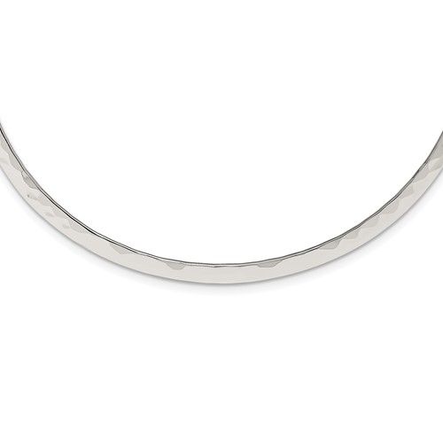 Sterling Silver Polished Hammered 6mm Neck Collar