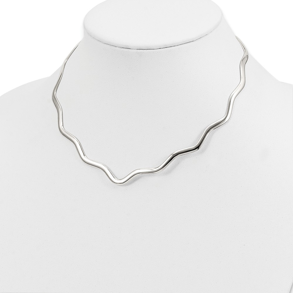 Sterling Silver Wavy V-Shape Neck Collar (QG1750)