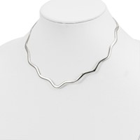 Sterling Silver Wavy V-Shape Neck Collar view 4