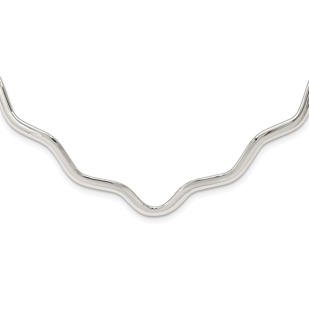 Sterling Silver Wavy V-Shape Neck Collar (QG1750)