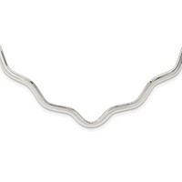 Sterling Silver Wavy V-Shape Neck Collar view 1