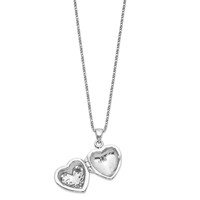 Sterling Silver Rhodium-plated Floral Marcasite 18mm Heart Locket Necklace, 18" view 5