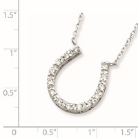Sterling Silver Rhodium-plated CZ Horseshoe Necklace, 16" view 3