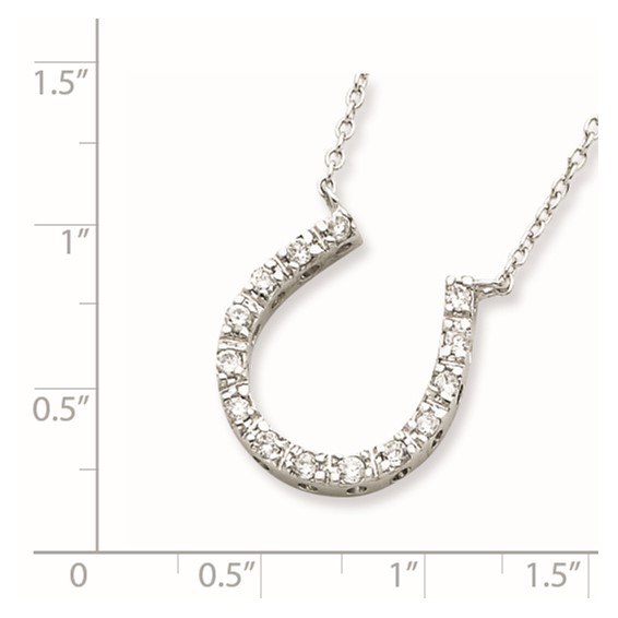 Sterling Silver Rhodium-plated CZ Horseshoe Necklace