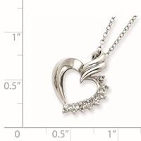 Sterling Silver Rhodium-plated Heart Diamond Necklace view 3
