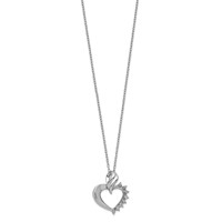 Sterling Silver Rhodium-plated Heart Diamond Necklace view 2