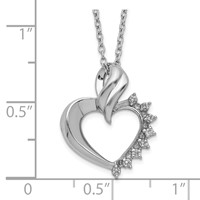 Sterling Silver Rhodium-plated Heart Diamond Necklace view 4